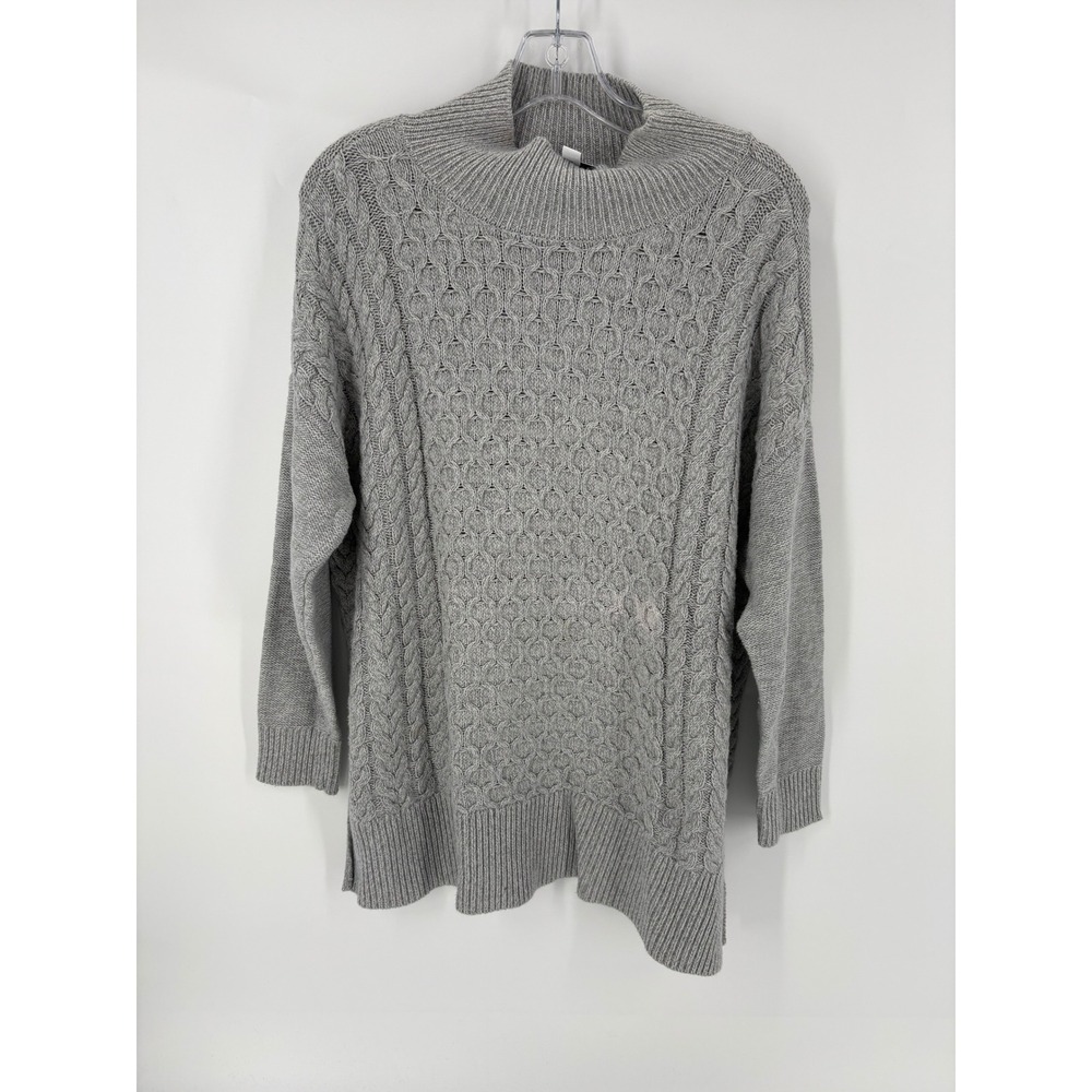 Crown & Ivy Men Gray Mock Neck Cable Knit Sweater Size S